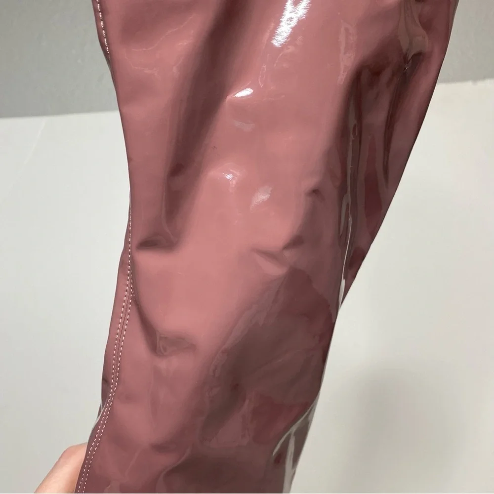Steve Madden Viktory Pink Patent Faux Leather Over The Knee Boot 7 1/2